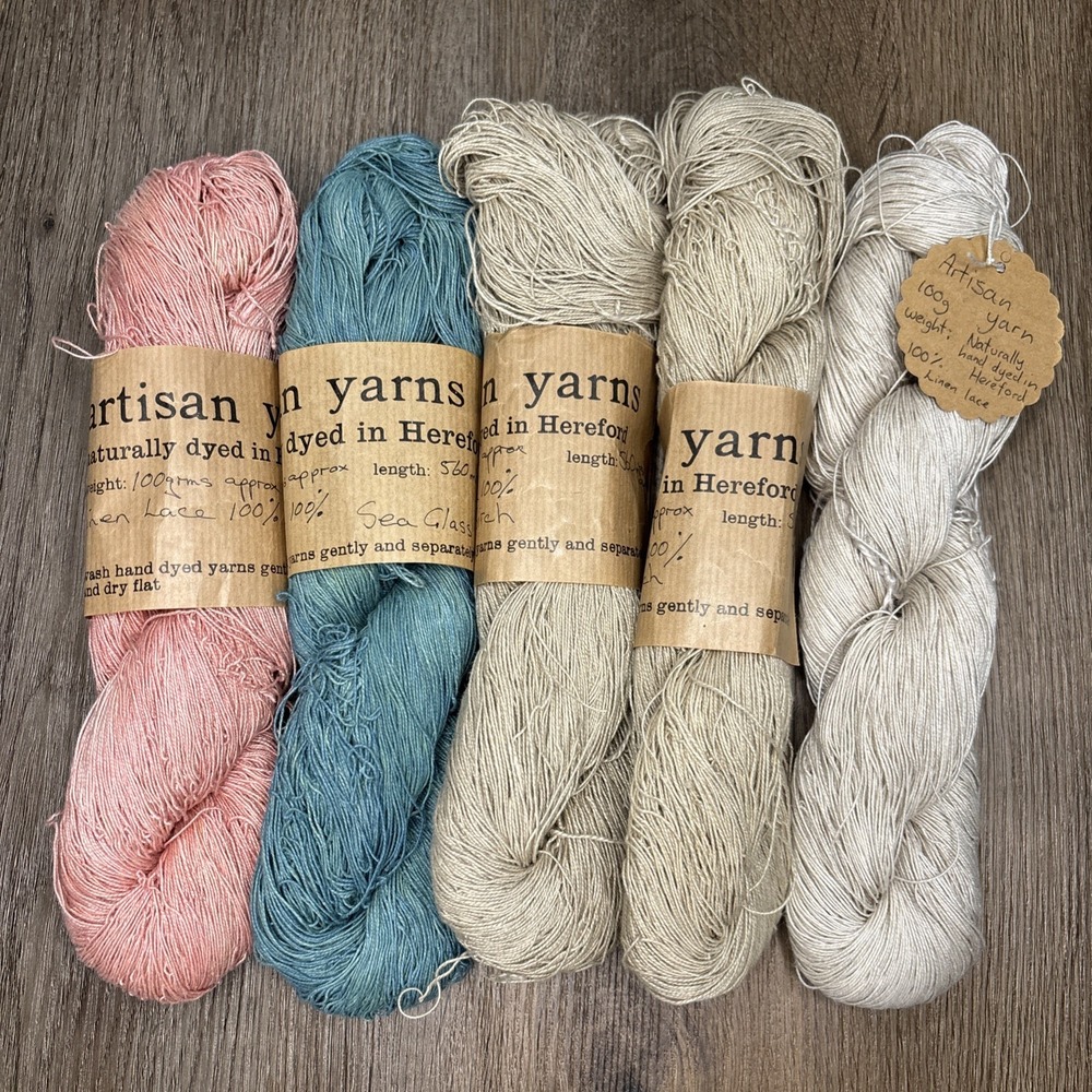 Artisan Yarns Linen Lace Lot Of 5 Skeins Discontinued 100% Linen 100g 560m Ea